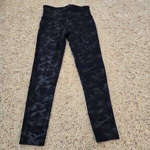 Spanx Leggings Womens Large Petite Black Gray Camo